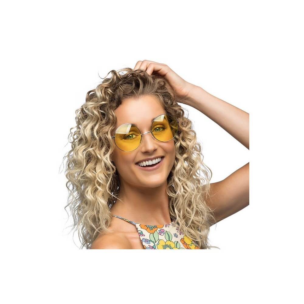 Lunettes Party Hippie XL Jaune – Look rétro années 70 - B44566 - Lunettes fantaisie