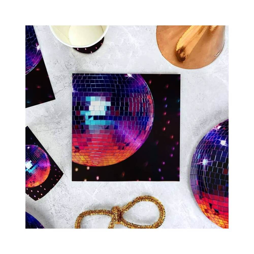 16 Serviettes Papier Let's Disco 33 x 33 cm - 47752 - Serviettes à théme