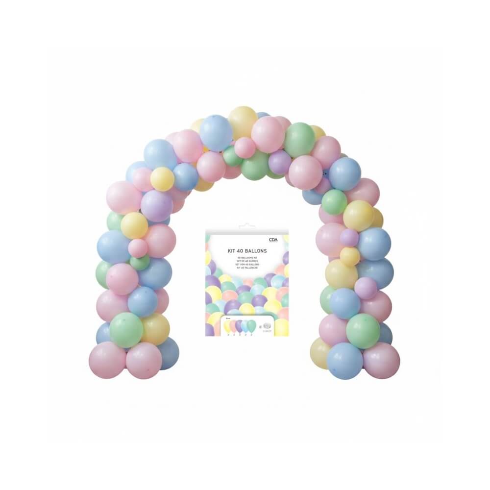 Kit 40 Ballons 30 cm Pastel pour Arche - 36851 - Ballons latex