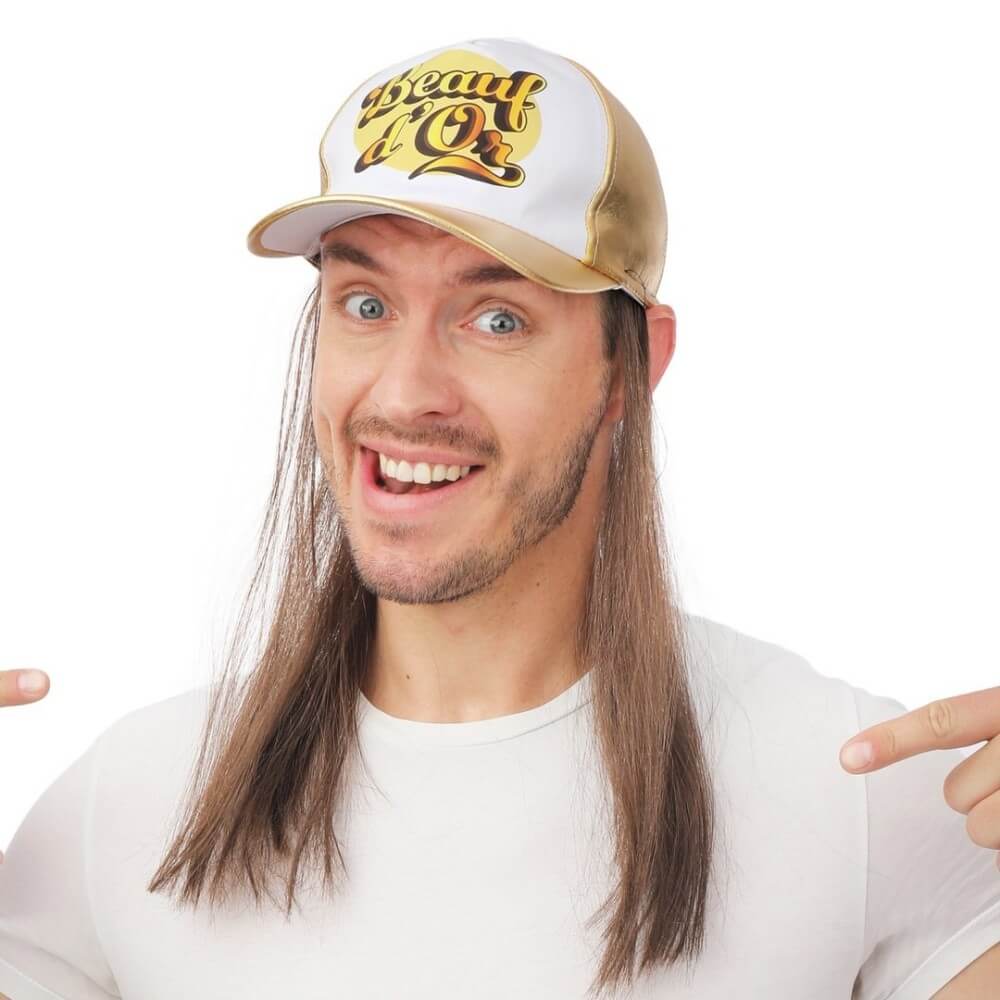 Casquette Beauf d’Or avec Cheveux – Adulte - 24288 - Chapeaux