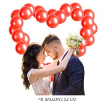 Kit 40 Ballons 12 cm Rouge + Ruban - 35139 - Ballons latex