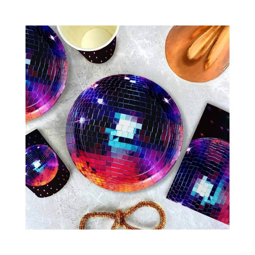 8 Assiettes Let's Disco 23 cm - 47750 - Gobelets & Assiettes à Thème