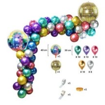 Kit 50 Ballons Disco Ultra Metal + Accessoires - 35140 - Ballons latex