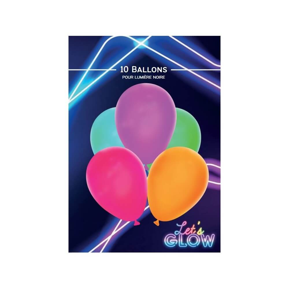 10 Ballons 30 cm Fluo Néon UV - 35162 - Ballons latex