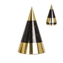 Chapeaux Carton Pointus 16 cm – Lot de 6 – Or & Noir - 24369 - Chapeaux