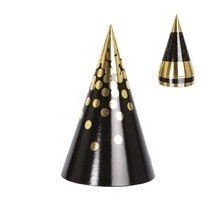 Chapeaux Carton Pointus 16 cm – Lot de 6 – Or & Noir - 24369 - Chapeaux