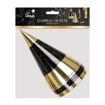Chapeaux Carton Pointus 16 cm – Lot de 6 – Or & Noir - 24369 - Chapeaux
