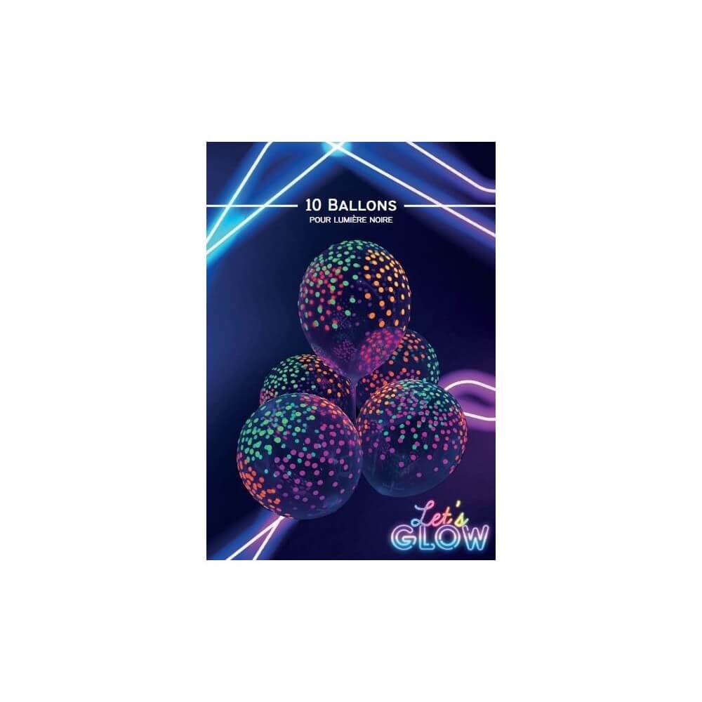 10 Ballons 30 cm Fluo Néon UV - 35122 - Ballons Latex Imprimés