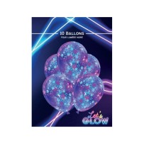 10 Ballons 30 cm Fluo Néon UV Star - 35163 - Ballons Latex Imprimés