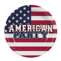10 Assiettes Papier American Party 23 cm - B44973 - Gobelets & Assiettes à Thème