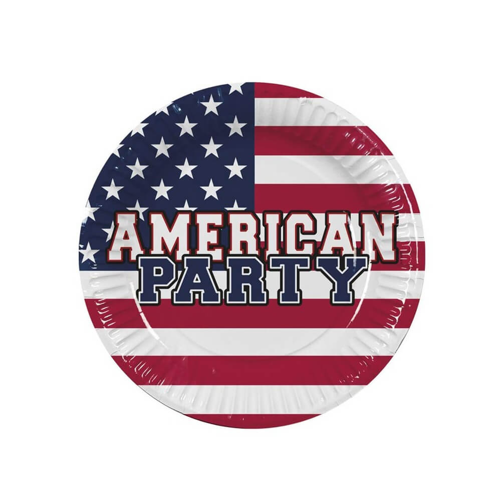 10 Assiettes Papier American Party 23 cm - B44973 - Gobelets & Assiettes à Thème