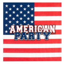 20 Serviettes Papier American Party 33 x 33 cm - B44975 - Serviettes à théme