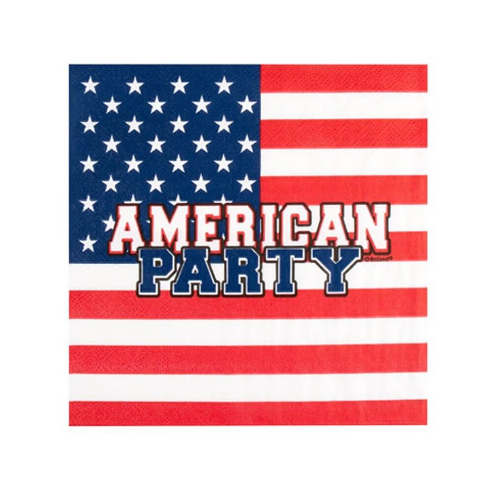 20 Serviettes Papier American Party 33 x 33 cm - B44975 - Serviettes à théme
