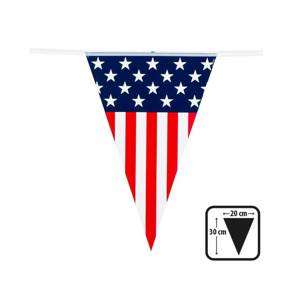 Guirlande 15 Fanions PE USA 6 m - B44950 - Guirlandes à Fanions