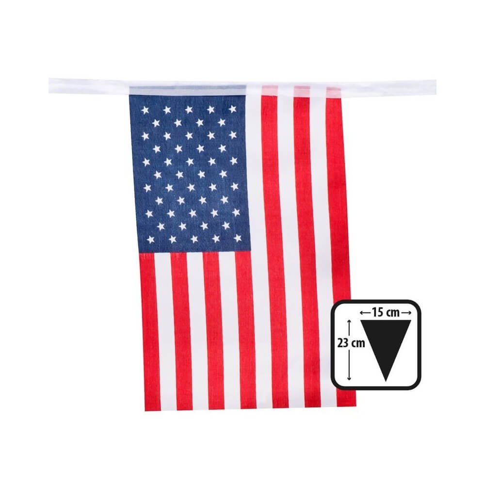 Guirlande 12 Fanions Tissu USA 4 m - B44951 - Guirlandes à Fanions