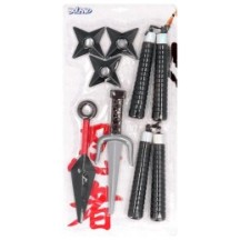 7 Armes Ninja : Kunai, Sai, Étoiles et Nunchaku - B50433 - Armes factices