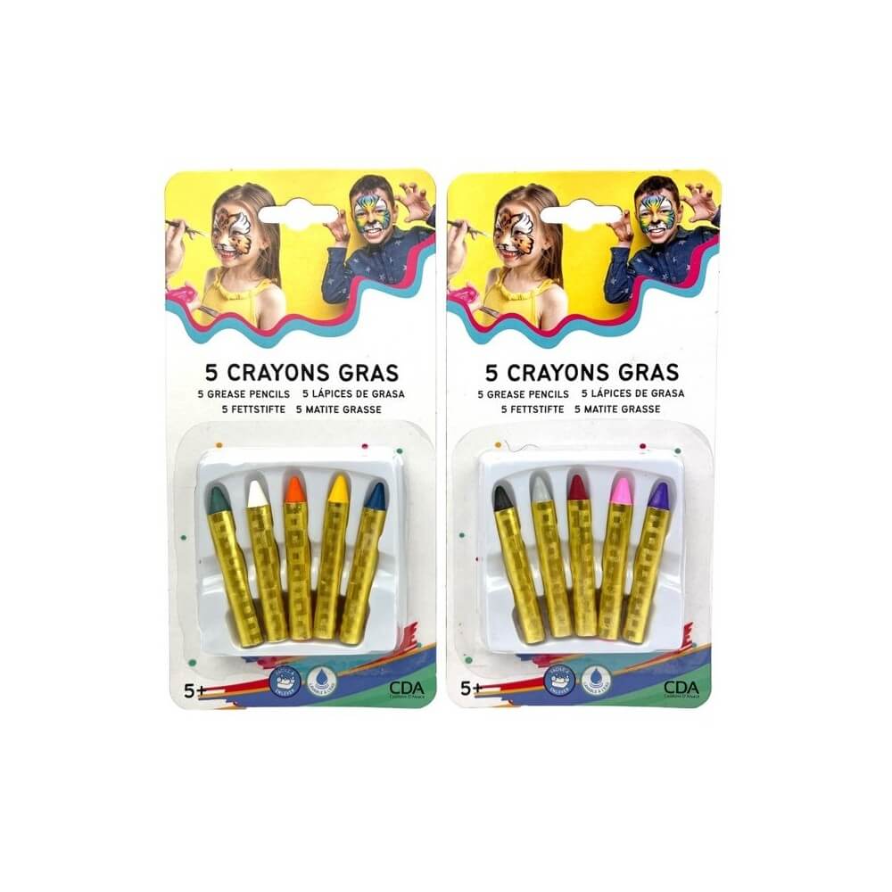 Lot de 5 Crayons Gras – 2 x 5 Coloris Assortis - 51046 - Maquillage en Tube & Palettes