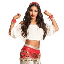 Set Gypsy rouge bandeau, bracelets et ceinture - B00458 - Bijoux fantaisie