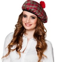 Béret Écossais Tartan Rouge - B81225 - Chapeaux