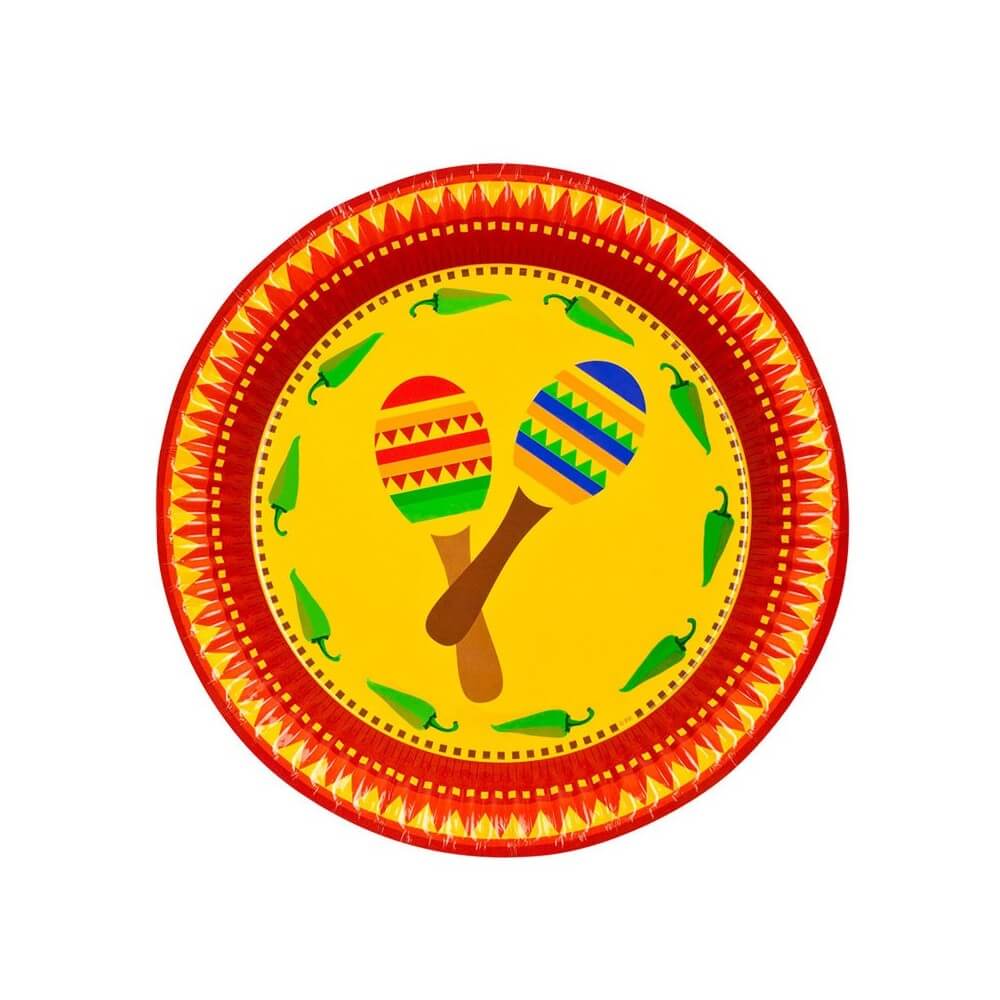 10 Assiettes Papier Fiesta Mexicana 23 cm - B54397 - Gobelets & Assiettes à Thème