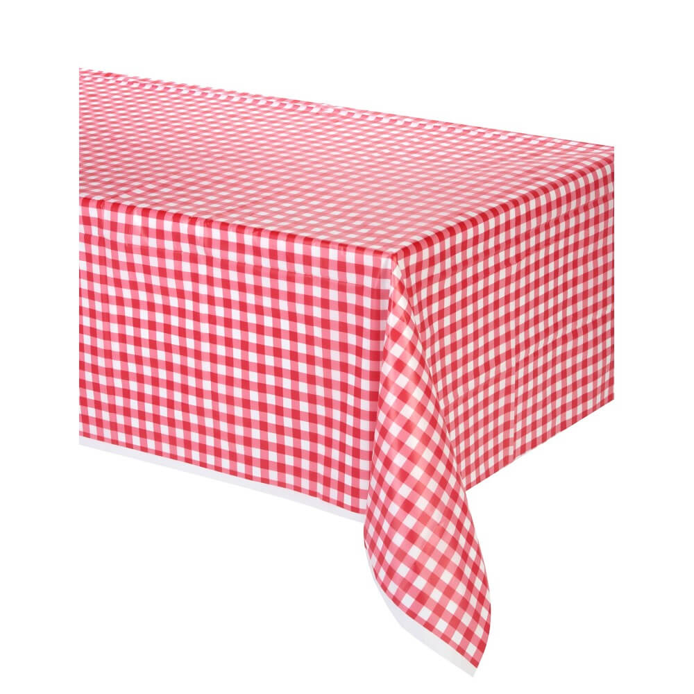 Nappe Plastique Vichy Rouge 137 x 274 cm - 77420 - Nappes en Plastique