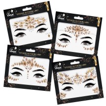 Strass pour le Visage Or – 4 Modèles Aléatoires - 24367 - Strass & Paillettes