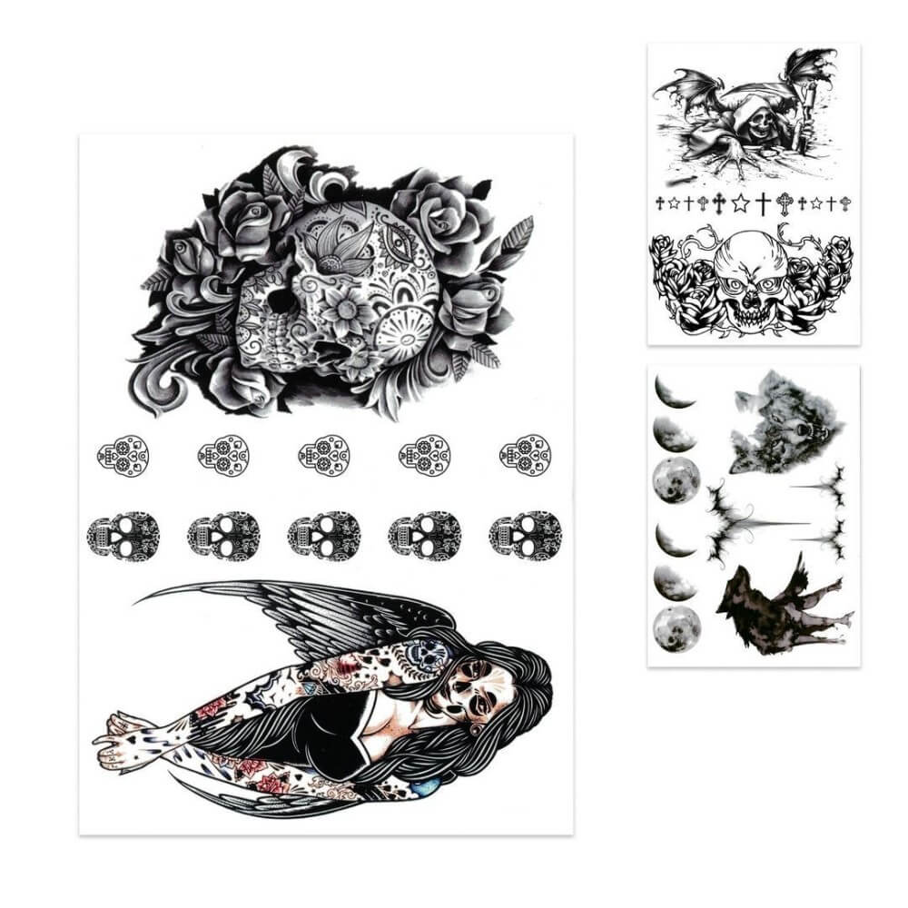 Tatouages Éphémères Halloween – Modèle Aléatoire III - 23147 - Strass & Paillettes