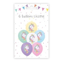 Sachet 6 Ballons Imprimés Licorne - 36480 - Ballons Latex Imprimés