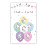 Sachet 6 Ballons Imprimés Licorne - 36480 - Ballons Latex Imprimés