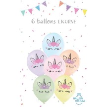 6 Ballons Latex Pastel 30cm Licorne - 36490 - Ballons Latex Imprimés