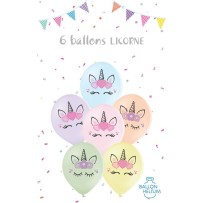 6 Ballons Latex Pastel 30cm Licorne - 36490 - Ballons Latex Imprimés