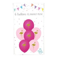 6 Ballons Imprimés Flamant Rose - 36447 - Ballons Latex Imprimés