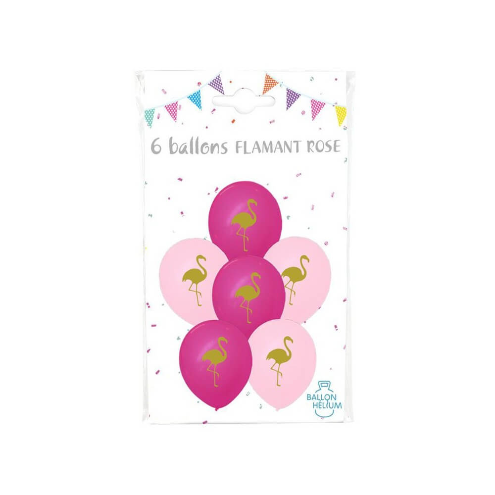 6 Ballons Imprimés Flamant Rose - 36447 - Ballons Latex Imprimés