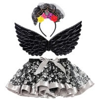 Set 3 Pièces Tutu + Ailes + Tiare Day of the Dead - 25714 - Costumes Halloween