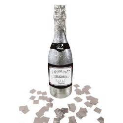 Bouteille canon à confettis 32 cm Argent - 93010 - Canons à confettis