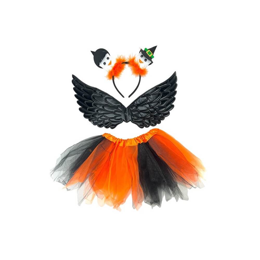 Set 3 Pièces Morgana Halloween – Tiare, Ailes & Tutu - 27807 - Costumes Halloween