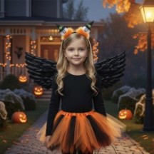 Set 3 Pièces Morgana Halloween – Tiare, Ailes & Tutu - 27807 - Costumes Halloween