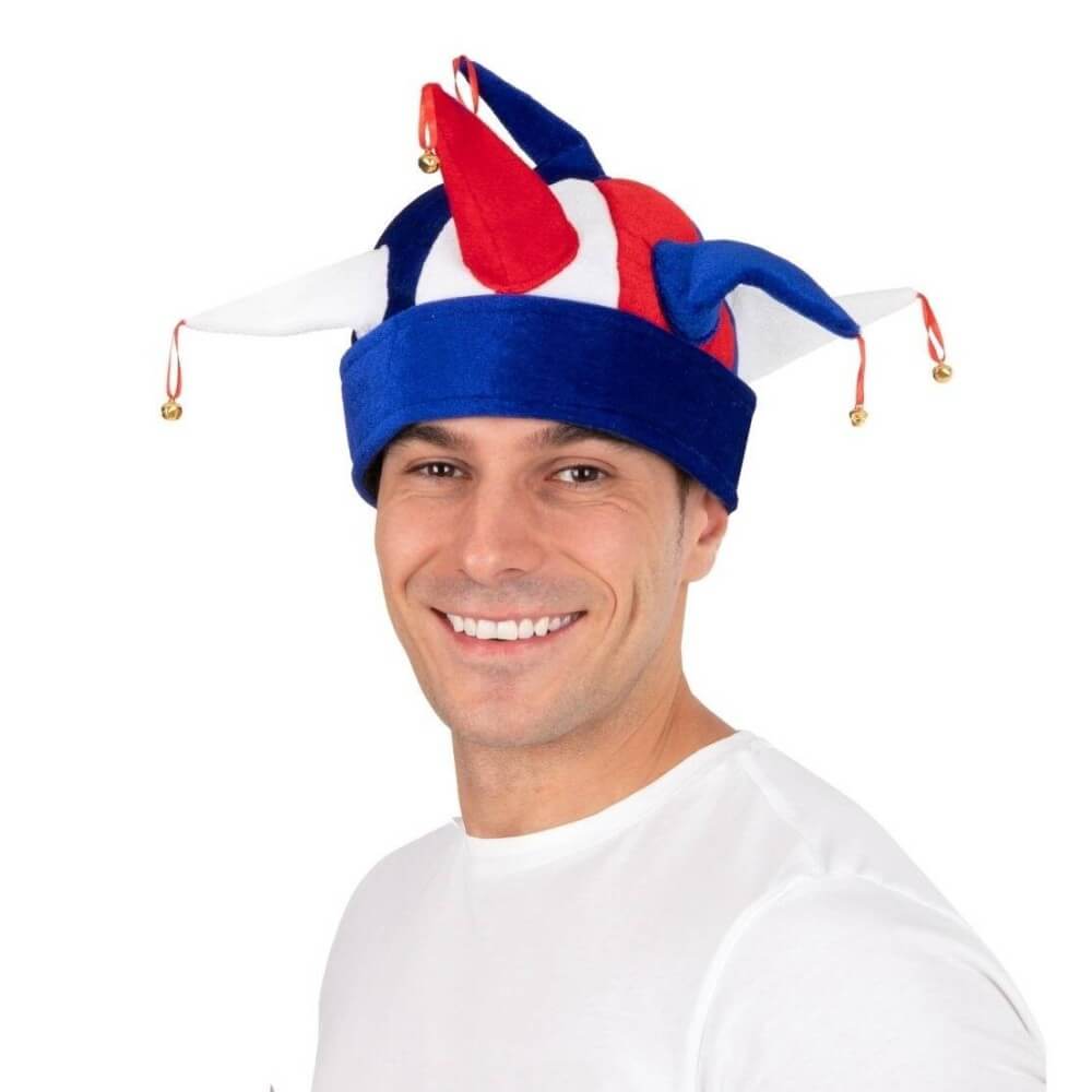 Chapeau de Bouffon Bleu Blanc Rouge Adulte - 40041 - Chapeaux