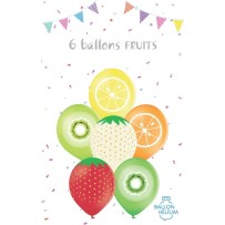 6 Ballons Latex Fruits 30 cm - 36498 - Ballons Latex Imprimés