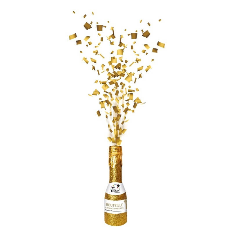 Bouteille canon à confettis 16 cm Or - 93012 - Canons à confettis