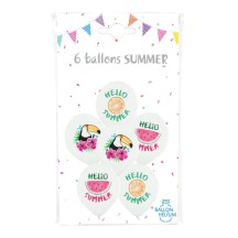 6 Ballons Latex Summer 30 cm - 36499 - Ballons Latex Imprimés