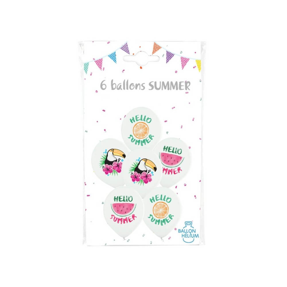 6 Ballons Latex Summer 30 cm - 36499 - Ballons Latex Imprimés