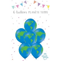 6 Ballons Latex Planète Terre 30 cm - 36496 - Ballons Latex Imprimés