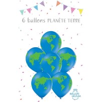 6 Ballons Latex Planète Terre 30 cm - 36496 - Ballons Latex Imprimés