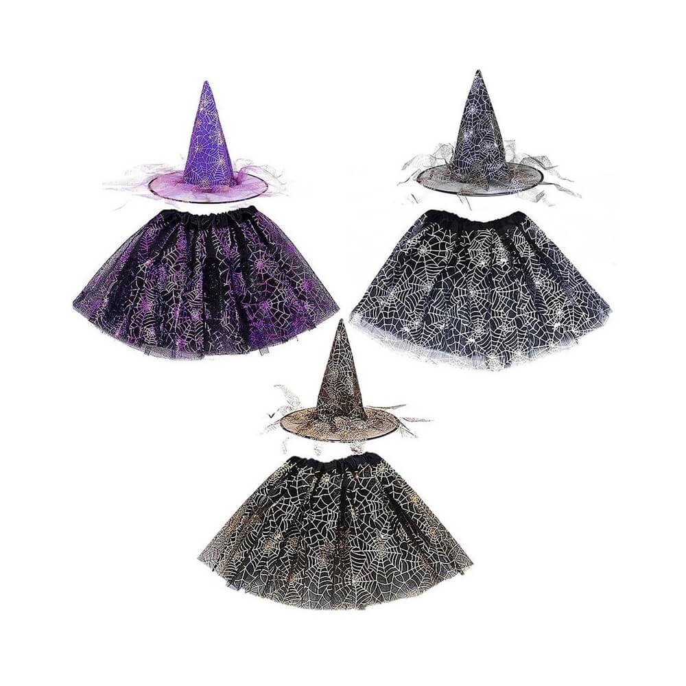 Set Chapeau & Tutu Spider – Or, Argent ou Violet - 25849 - Costumes Halloween