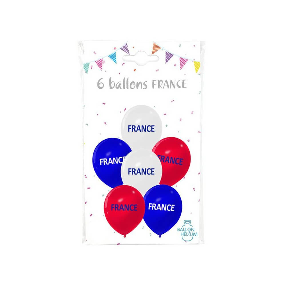 6 Ballons Latex Imprimés France 30 cm - 36440-3 - Ballons Latex Imprimés