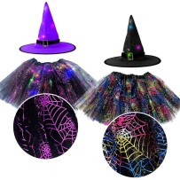 WITCH Set Chapeau LED & Tutu LED – Piles Incluses - 25850 - Costumes enfant