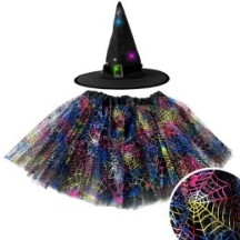 WITCH Set Chapeau LED & Tutu LED – Piles Incluses - 25850 - Costumes enfant