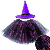 WITCH Set Chapeau LED & Tutu LED – Piles Incluses - 25850 - Costumes enfant