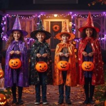 Set Sorcière Cape 80 cm & Chapeau 34 cm – 4 Couleurs aléatoire - 26204 - Costumes enfant